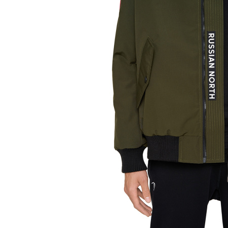 Мужская куртка BOMBER из натурального гусиного пуха Хаки Мужская куртка BOMBER из натурального гусиного пуха Хаки