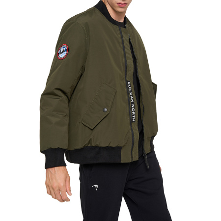 Мужская куртка BOMBER из натурального гусиного пуха Хаки Мужская куртка BOMBER из натурального гусиного пуха Хаки